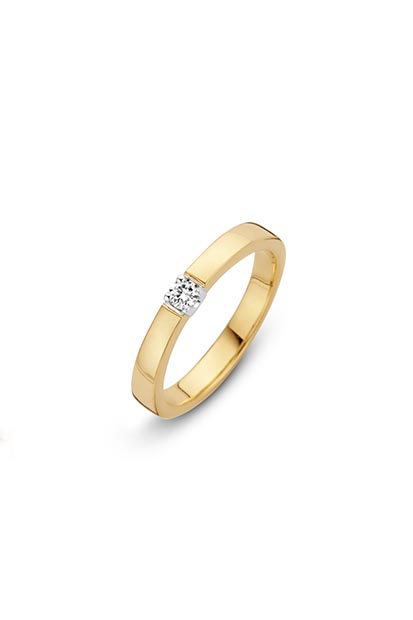 14 krt Briljant ring geelgoud bezet met 1x 0.05 ct diamant - 706110505