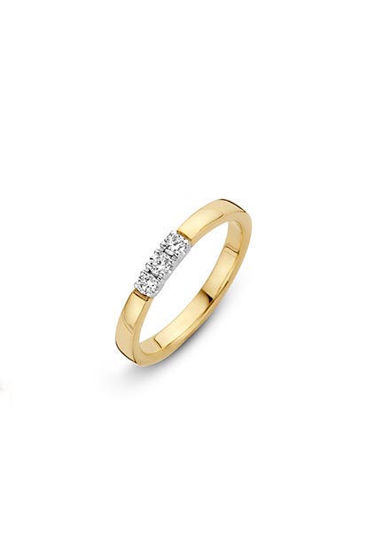 14 krt Briljant ring geelgoud bezet met 3x 0.05 ct diamant - 706110515