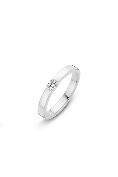 14 krt Briljant ring witgoud bezet met 1x 0.03 ct diamant - 756110303