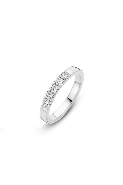 14 krt Briljant ring witgoud bezet met 5 x 0.05 ct diamant - 756110525